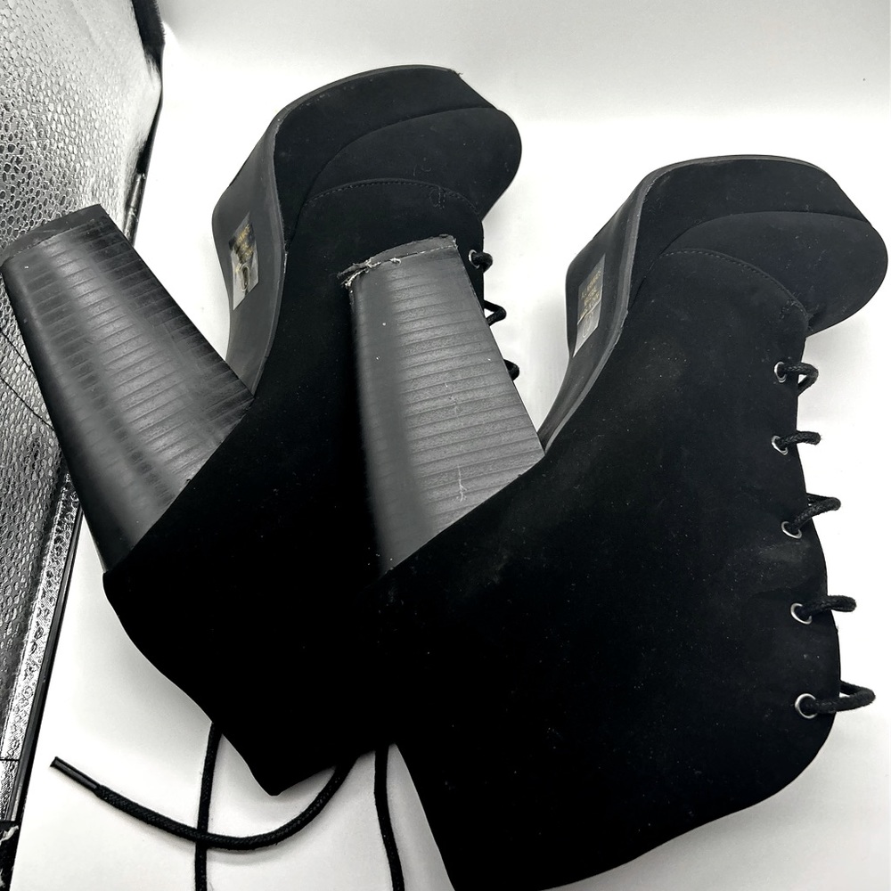 Black suede heeled boots